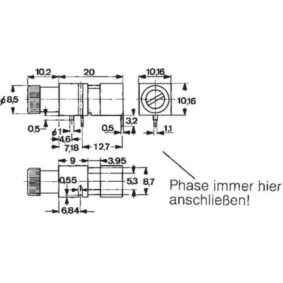 Mentor 1906.1031 1906.1031 Zekeringhouder Geschikt voor Buiszekering 5 x 20 mm 6.3 A 1 stuk(s)
