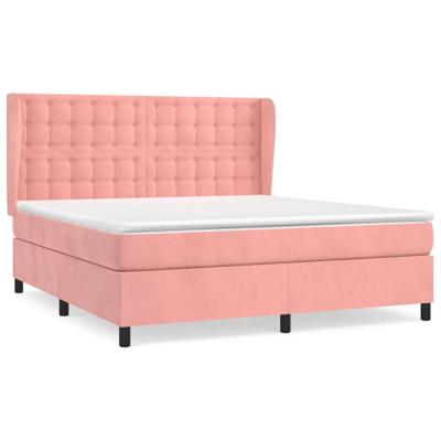 Boxspring met matras fluweel roze 180x200 cm