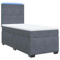 Boxspring met matras fluweel donkergrijs 90x200 cm - thumbnail