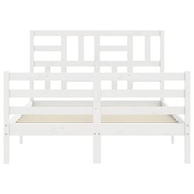 Bedframe met hoofdbord massief hout wit