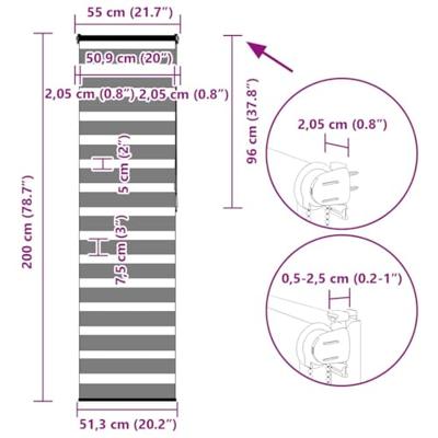 VidaXL Zebra rolgordijn 55x200 cm stofbreedte 50,9 cm lichtgrijs VidaXL Zebra rolgordijn 55x200 cm stofbreedte 50,9 cm lichtgrijs