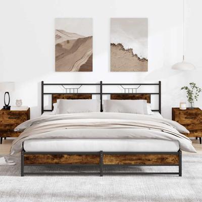 Bedframe zonder matras metaal gerookt eikenkleurig 183x213 cm