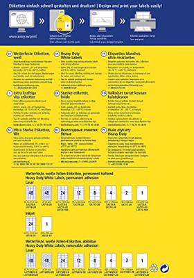 Avery-Zweckform Slijtvaste, weerbestendige folie-etiketten L4775-20 (N/A ),Wit, Rechthoek, 20 stuk(s), Permanent hechtend