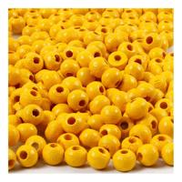 Creativ Company Houten kralen, d 5 mm, gatgrootte 1,5 mm, ca. 150 stuk, geel, 6 gr/ 1 doos - thumbnail