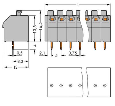 WAGO 250-504/000-012 Veerkrachtklemblok 1.00 mm² Aantal polen 4 Oranje 220 stuk(s)