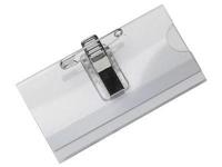 Badge transp knijper speld 74x40 mm 24st - thumbnail