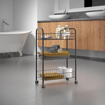 Metaltex Lugano Trolly met Wielen + 3 Manden 41x23x63 cm Zwart/Metaal