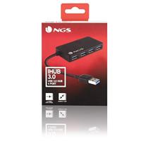 NGS USB IHUB 3.0 - USB 3.0 Hub met 4 Ooorten, High Speed Transmission tot 5 Gbps, Compatibel met USB 1.1, 2.0 en 3.0, Plug&Play, Klein en Lichtgewicht, 7.7 x 4.2 x 1.2 cm, Kleur Zwart - thumbnail