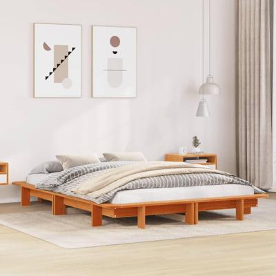 Bed met matras massief grenenhout wasbruin 140x190 cm Bed met matras massief grenenhout wasbruin 140x190 cm