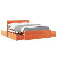 Bed met lades en matras massief grenenhout wasbruin 120x200 cm - thumbnail