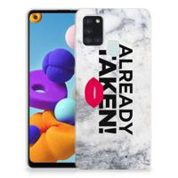 Samsung Galaxy A21s | Siliconen hoesje | met naam Already Taken White - thumbnail