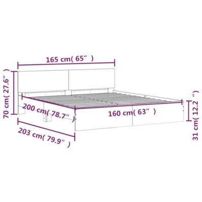 Bedframe met hoofdeinde gerookt eikenkleurig 160x200 cm