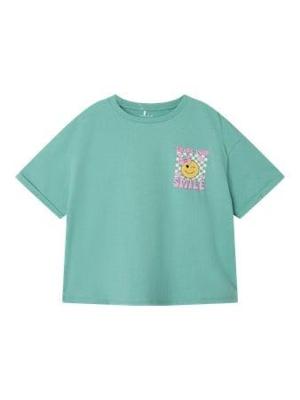 Name it zomer t-shirt meisjes - turquoise - box fit - NkfKailamos