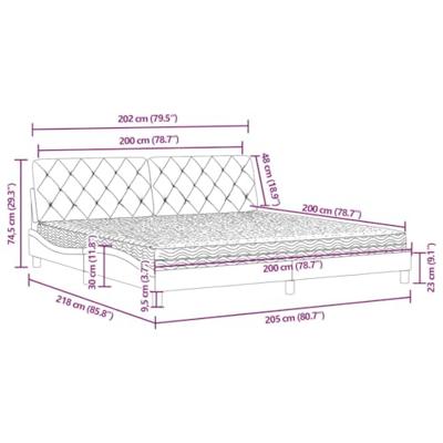 Bed met matras fluweel lichtgrijs 200x200 cm