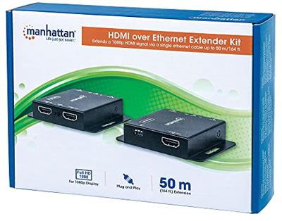 Manhattan 207461 Extender (verlenging) HDMI, Gigabit-LAN (1 Gbit/s) Via netwerkkabel RJ45 50 m