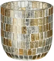 House of Seasons theelichthouder glas mozaik 9.5x9.5cm transparant - thumbnail