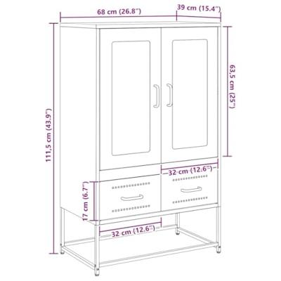 Hoge kast 68x39x111,5 cm staal wit Hoge kast 68x39x111,5 cm staal wit