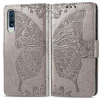 Butterfly Love bloemen reliëf horizontale Flip lederen case voor Galaxy A70 met houder & kaartsleuven & portemonnee & Lanyard (grijs) - thumbnail