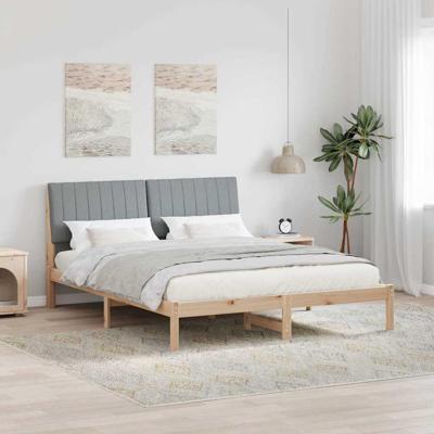 Bedframe met hoofdeinde Bruin 150 x 200 cm Massief grenenhout