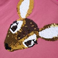 Kindershirt lange mouwen hert van pailletten 92 frambozenkleurig - thumbnail