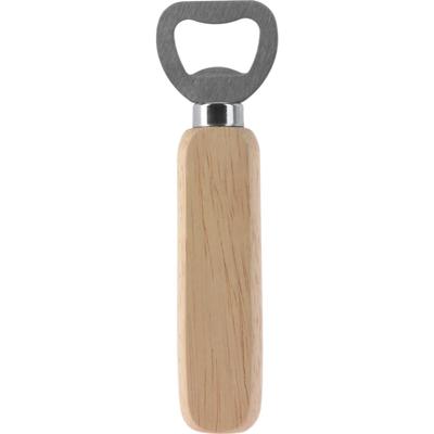 Flesopener RVS met eikenhouten heft