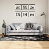 VidaXL Vloerkleed shaggy hoogpolig modern 100x200 cm zwart en crème - thumbnail