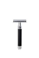Edwin Jagger Razors Double Edge Safety Lined Rubber Coated Handle Ebony Chrome Ref.DE86RC14BL 1Stuks - thumbnail