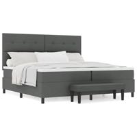 Boxspringbed met matras en bank stof donkergrijs 200x200 cm - thumbnail