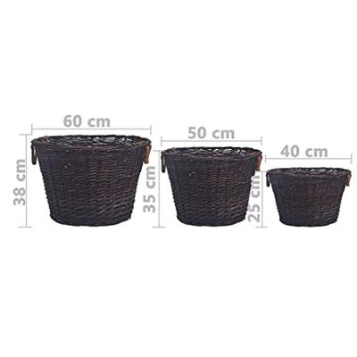 VidaXL 3-delige houtmandenset stapelbaar wilgenhout donkerbruin VidaXL 3-delige houtmandenset stapelbaar wilgenhout donkerbruin