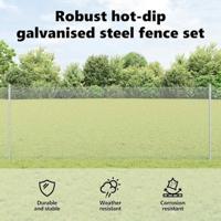 VidaXL Hek met paal zilver 0,8 x 25 m staal - thumbnail