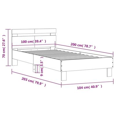 Bedframe met hoofdeinde en LED grijs sonoma eiken 140x190 cm
