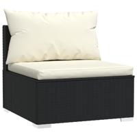 4-delige Loungeset met kussens poly rattan zwart - thumbnail