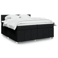 Boxspring met matras stof zwart 200x200 cm - thumbnail
