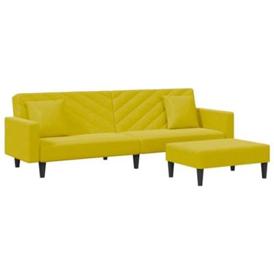 2-delige Loungeset met kussens fluweel geel - thumbnail