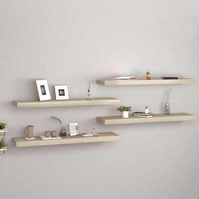 Wandschappen zwevend 4 st 90x23,5x3,8 cm MDF eikenkleurig Wandschappen zwevend 4 st 90x23,5x3,8 cm MDF eikenkleurig