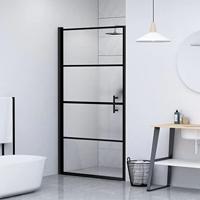 VidaXL Douchedeur halfmat 81x195 cm gehard glas zwart - thumbnail