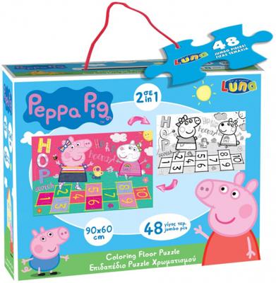 Luna vloerpuzzel 2 in 1 Peppa Pig junior 90 cm 48 delig Luna vloerpuzzel 2 in 1 Peppa Pig junior 90 cm 48 delig