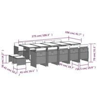 15-delige Tuinset met kussens poly rattan zwart - thumbnail