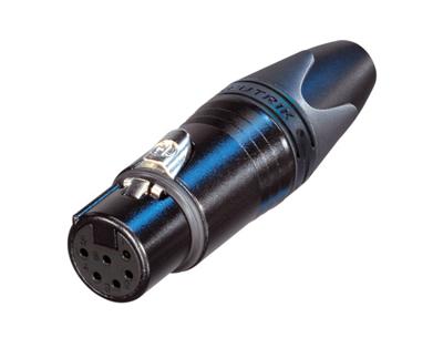 Neutrik NC6FXX-B XLR kabeldeel 6p female zwart, verguld
