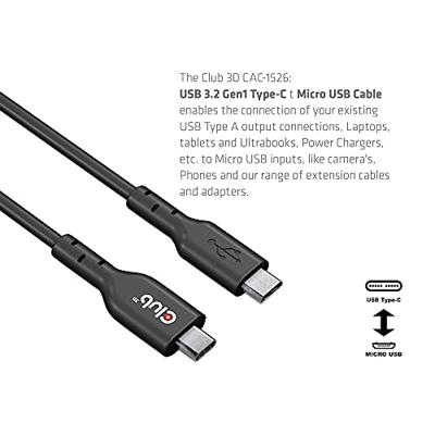 CLUB3D CAC-1526 USB-kabel 1 m USB 3.2 Gen 1 (3.1 Gen 1) USB C Micro-USB B Zwart