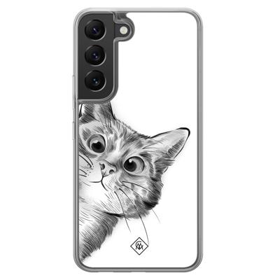 Samsung Galaxy S22 hybride hoesje - Kat kiekeboe Samsung Galaxy S22 hybride hoesje - Kat kiekeboe