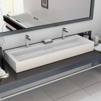 VidaXL Wastafel 120x46x11 cm mineraal gegoten/marmer gegoten wit - thumbnail