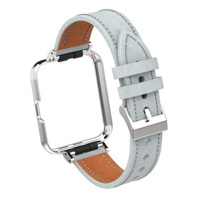 By Qubix - Leren band met case - Grijs - Xiaomi Redmi Watch 2 (Lite)
