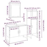 3-delige badkamermeubelset zwart eiken fineer - thumbnail