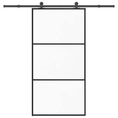 Schuifdeur met beslagset 102x205 cm aluminium en ESG-glas