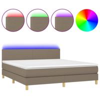 Boxspring met matras en LED stof taupe 180x200 cm - thumbnail