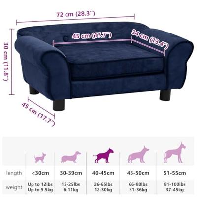 VidaXL Hondenbank 72x45x30 cm pluche blauw VidaXL Hondenbank 72x45x30 cm pluche blauw