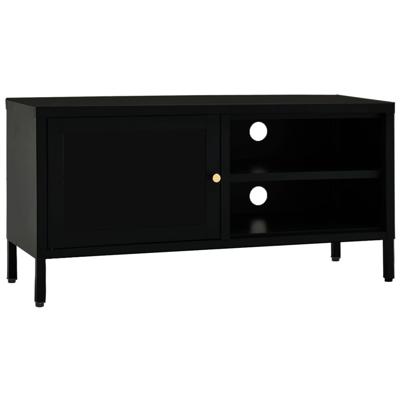 VidaXL Tv-meubel 90x30x44 cm staal en glas zwart
