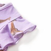 Kinderjurk met mouwen met ruches en trekkoord girafprint 92 lila - thumbnail