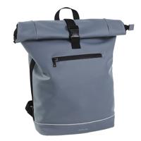 Roltop rugzak Leek 17 inch mat rubber PU licht blauw - thumbnail